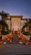 The Estate — Palm & Pumpkin porch display